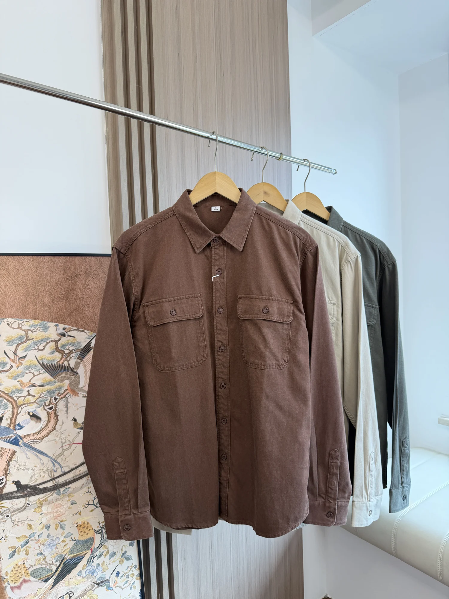 Japanese Style Heavyweight Lyocell  Cotton Blend Men's Autumn Versatile Workwear Collar Shirt Jacket Breathable Casual ...