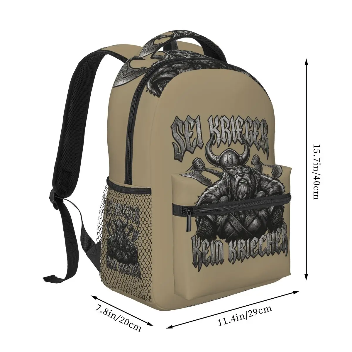 Til Valhalla American Beard Warrior Tactical Skull Backpack Student Boys Girls BookBag School Bag  Shoulder Bags for Men Women