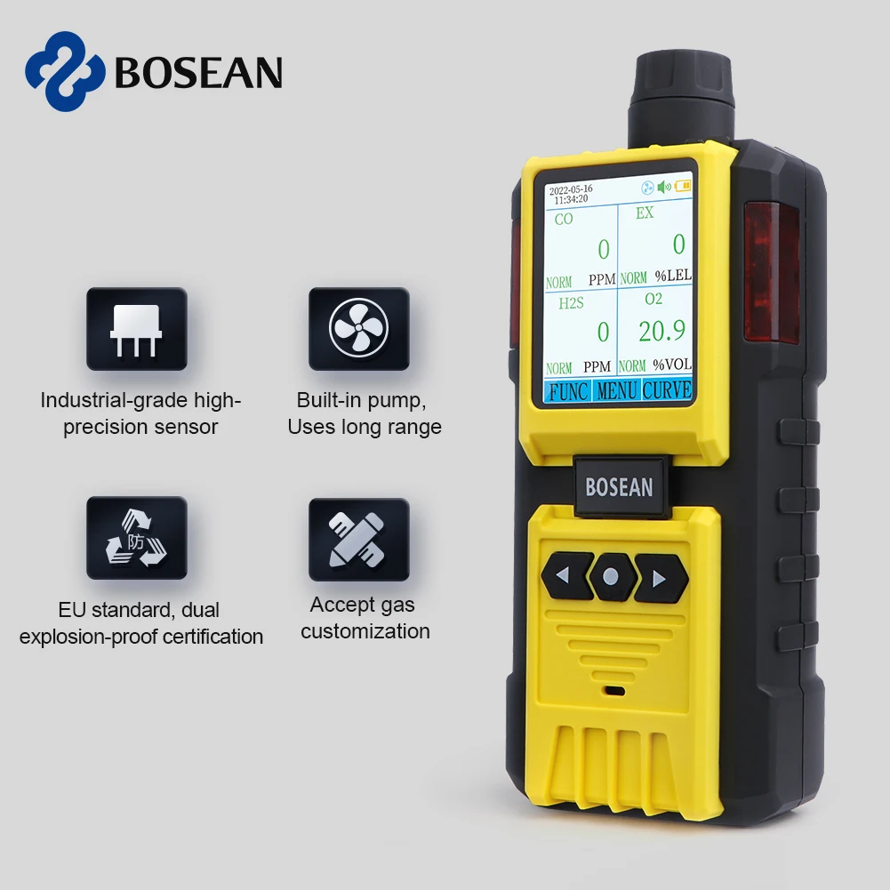 Pumping Built in H2S CO O2 EX 4 in 1 gas detector