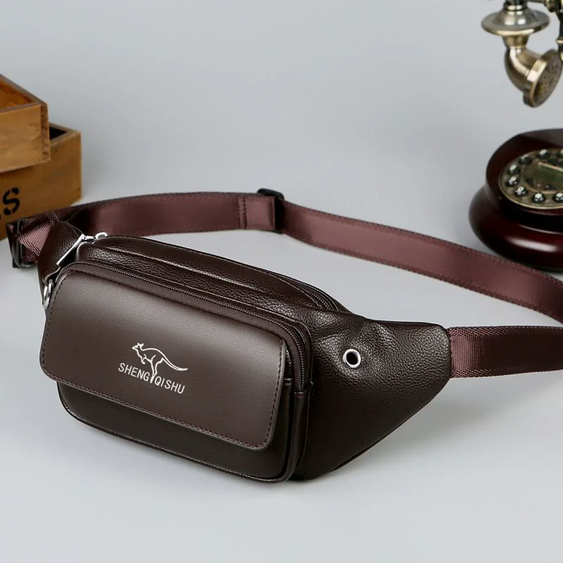 Luxury Brand Waist Bag Men Leather Fanny Pack Chest Bag Male Casual Belt Bags Sling Crossbody Bum Bag Belly Waist Packs Heuptas