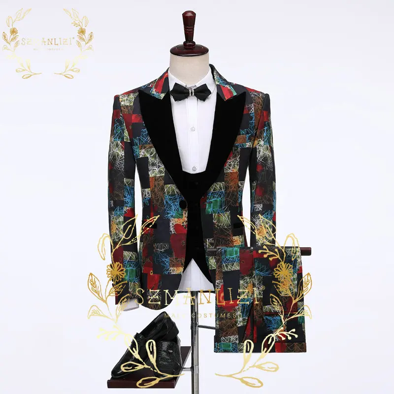 

2023 New Arrival Men's Suits Costume 3 Piece Set Homme Peaked Lapel Groomsmen Wedding Suits For Men Groom Mens Tuxedo Prom Suits