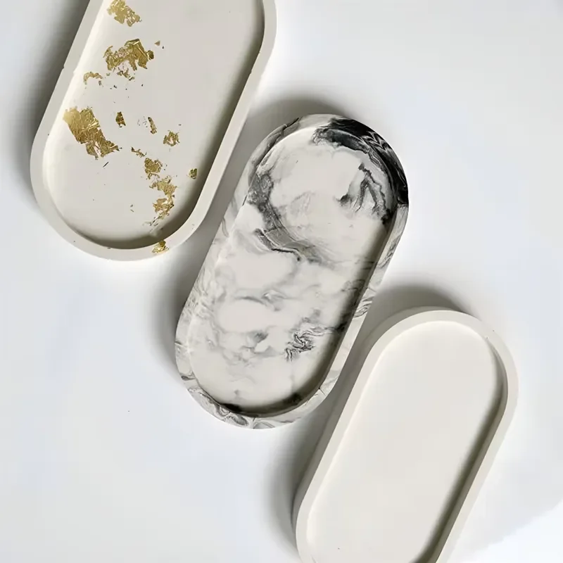 for  Mohomme Custom Modern Natural Cement Terrazzo Concrete Tray Display Waterproof Bathroom Decoration Tray