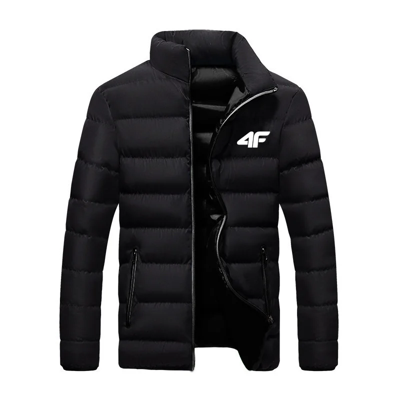 2024 men's casual long sleeved cotton coat with zipper for warmth, new winter fashion jacket