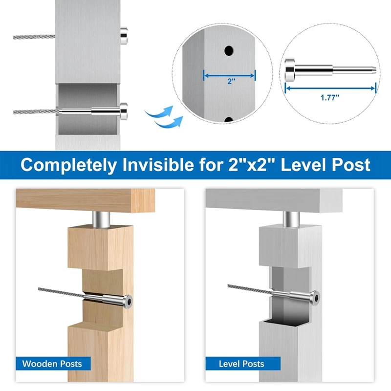 20Pack Invisible Cable Railing Kit For 1/8In Wire Rope, SST316 Invisible Swage Tensioner Completely  Cable Railing