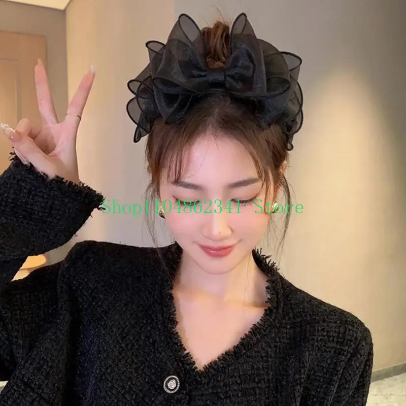 

652F Simple and Black Headband Hair Accessories Delicate Bow Headbands for Women Hair Styling Fashion Headband