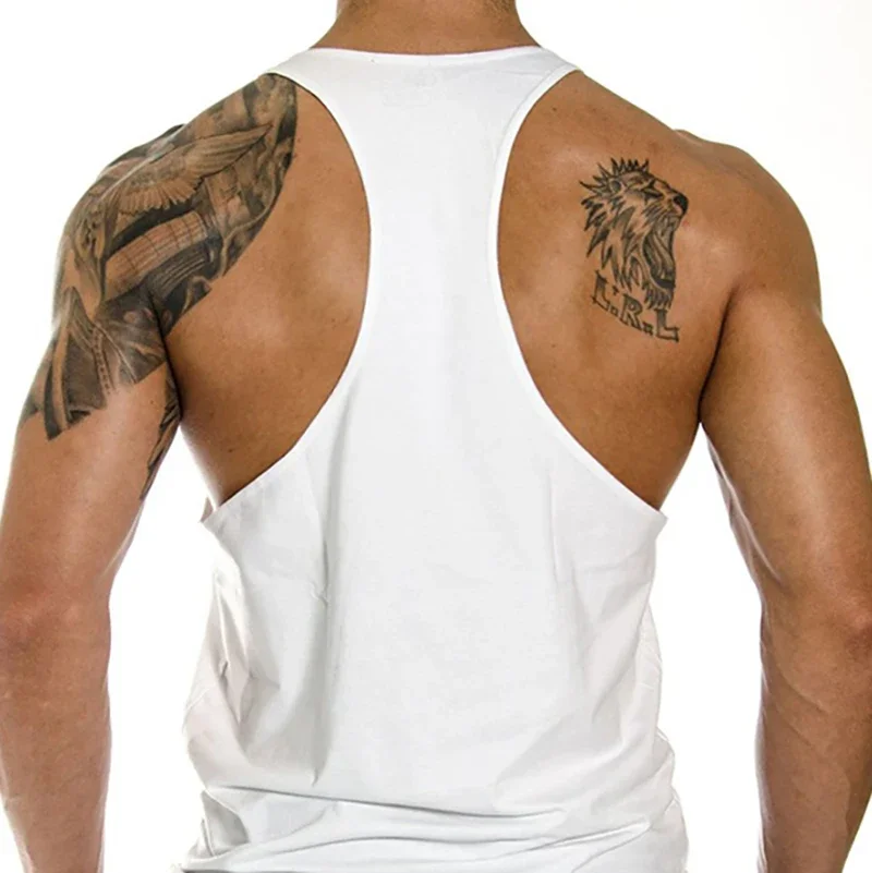 Summer Cotton Bodybuilding Muscle Stringer Tank Top Men Fitness Workout Y BACK Vest