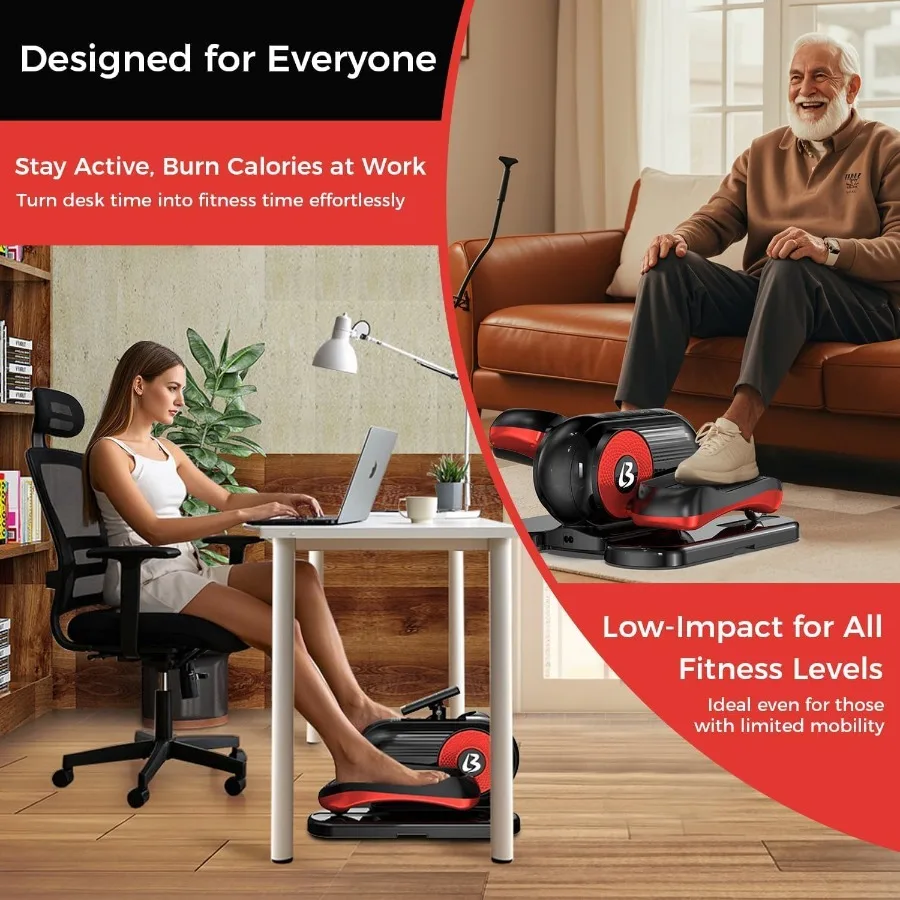 آلة بيضاوية الشكل تحت المكتب لكبار السن: جهاز تمرين بدواسة كهربائية مع تصميم مجمع بالكامل للأمام والخلف #6