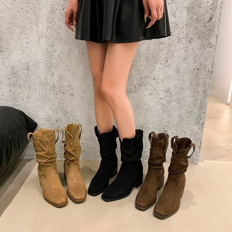 

Новинка 2025, женские осенне-зимние высококачественные простые и износостойкие ботильоны, замшевые женские короткие ботинки с острым носком