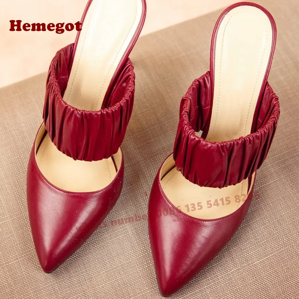 Pointy Toe One Straps Women's Mules Splicing Velvet Chunky Heels Slippers Summer 2025 New Design Multi-Color Sexy Luxury Shoes