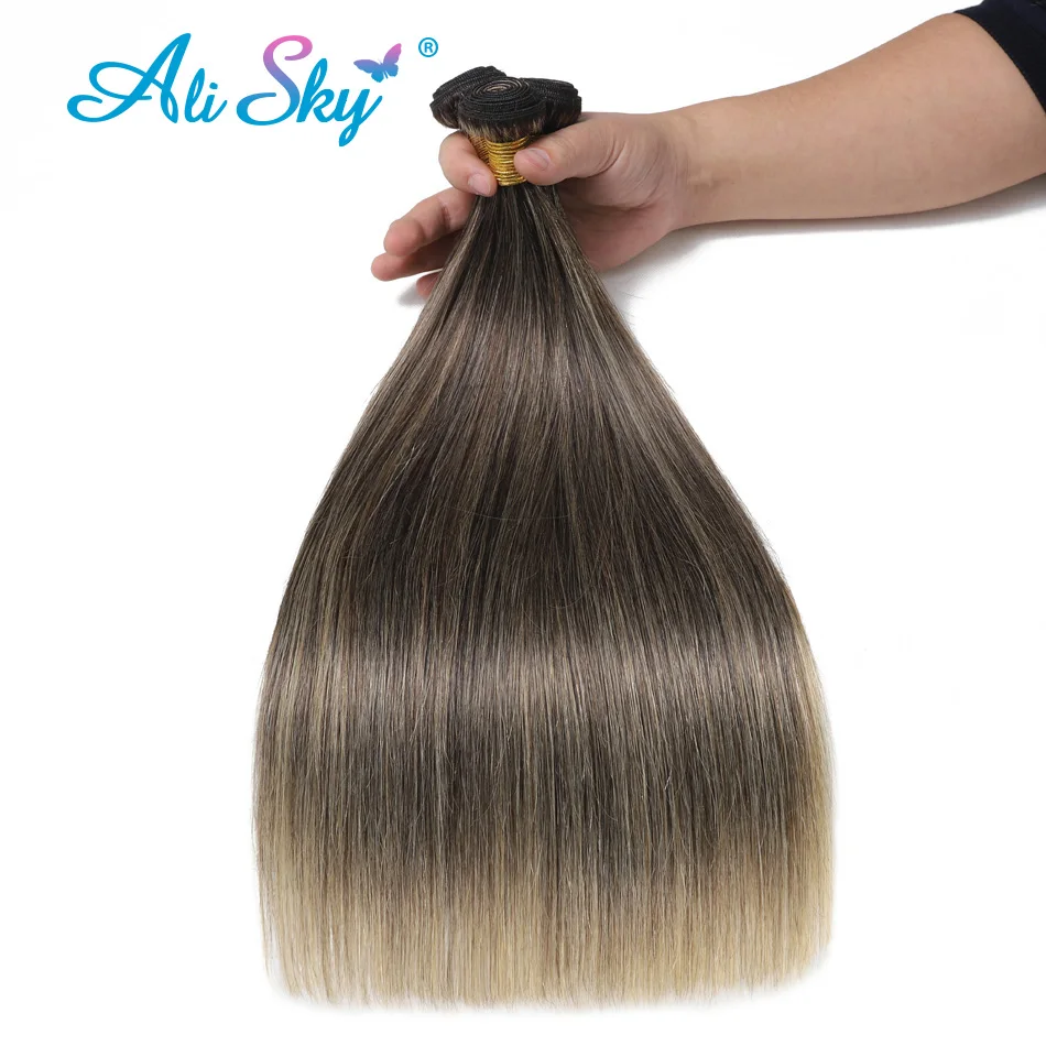 Ali SKY-mechones de pelo liso 1b 27 de colores mezclados, Extensiones de Cabello 100% humano, Remy, resaltado, rubio miel, suave, 1/3/4 mechones