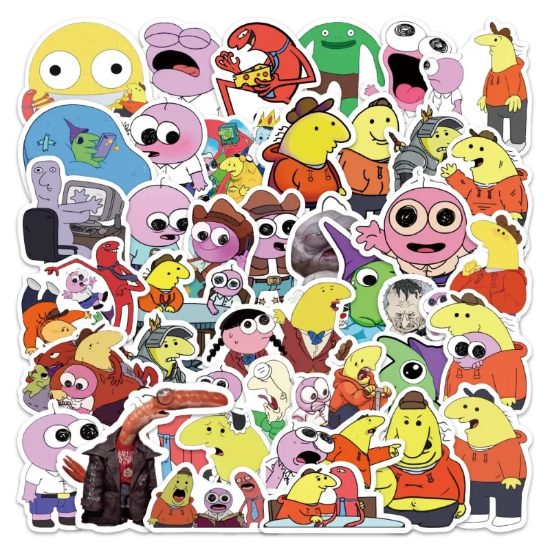 

54PCS Smiling Friends Creative DIY Decorative Stickers Cute Pattern Decals for Phone Case & Scooter Personalized Ornament