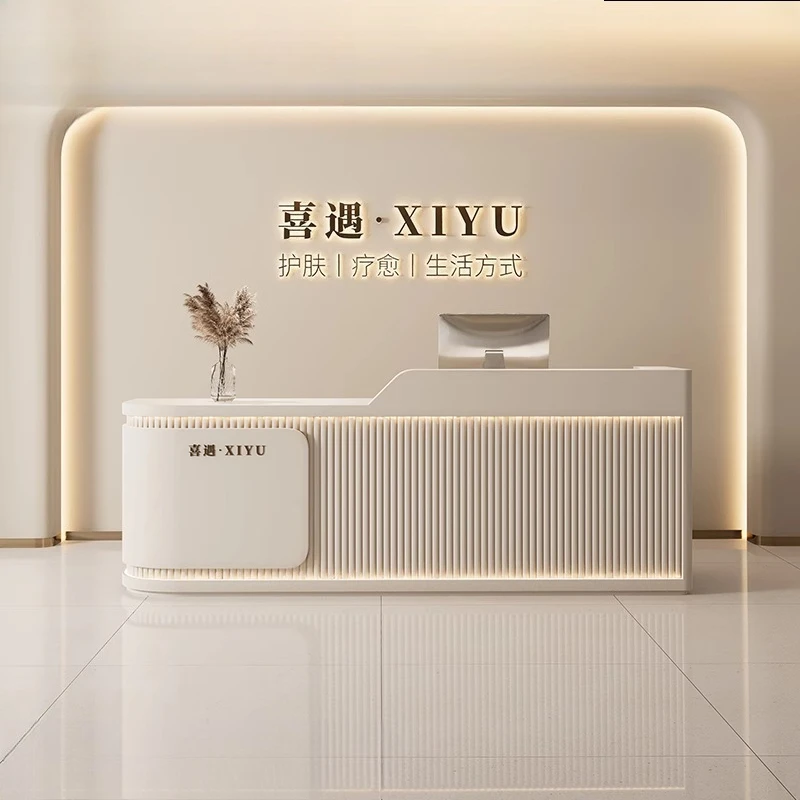 

Beauty Salon Shop Counter Desk Minimalist Modern Clothing Store Office Hotel Reception Desk Customer Center Office Furniture