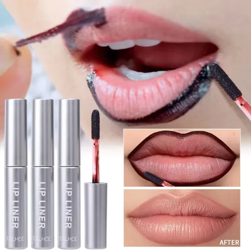 Rossetto per tatuaggi staccabile Tinta per labbra opaca altamente pigmentata impermeabile Contorno rosso marrone Macchia per labbra Cosmetico Rapido Film-formin Hot