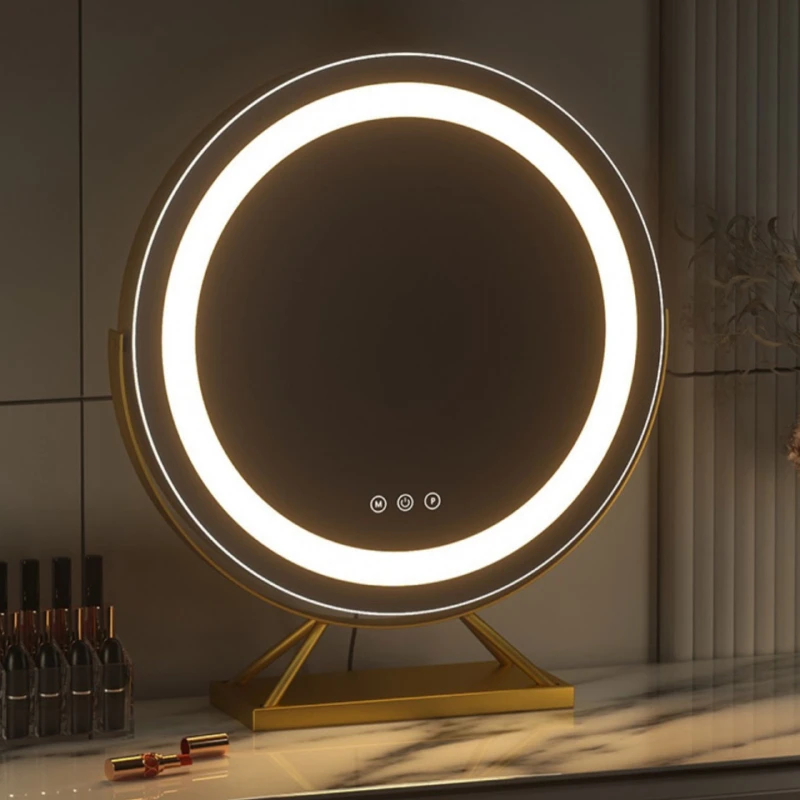 Cosmetic Makeup Mirror with Led Light Lighted Vanity Tabletop Dimmable Multi-color Trave Mirrors with 15x Spot Maganify Mirror