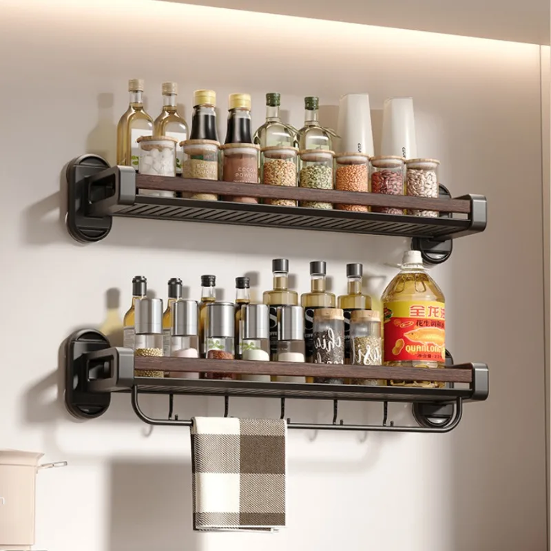 Dual Suction Cup Kitchen Organizer Multi-Functional Spice Shelf Wall Mounted Bathroom Holder Space Saving Home Storage System