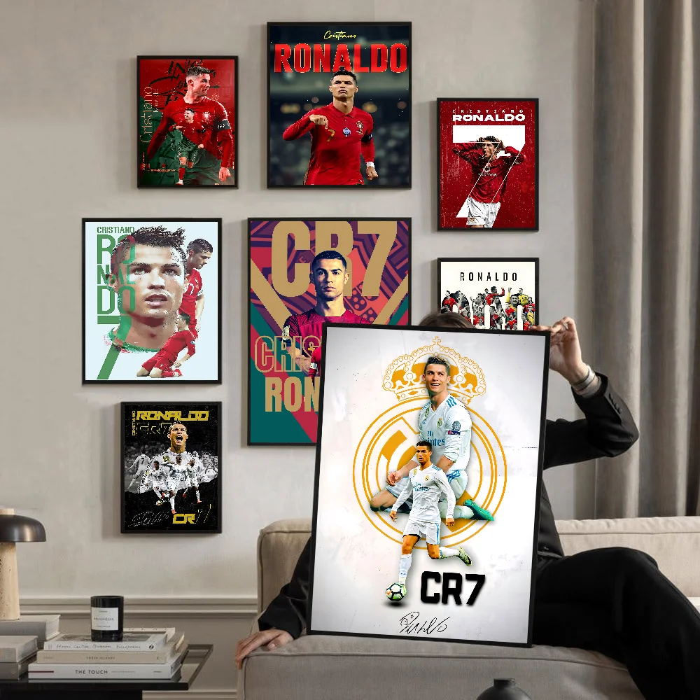 C-Cristiano R-Ronaldo CR7 Whitepaper Poster Waterproof Paper Sticker Coffee House Bar Aesthetic Art Wall Painting