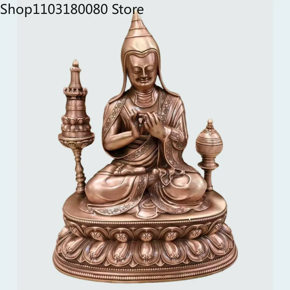 15cm Red Copper Hand Carved Atisha Dipankara Srijinana Statue Tibetan Buddhist Master Jowo Je Figurine Home Altar Decor