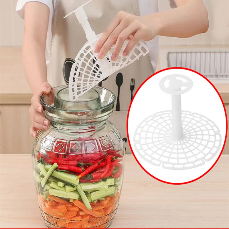 Pickle Jar Press Plastic Holder For Compaction In Kimchi Jar Pickle Jar Tool Korean Home Making Kimchi Kitchen Gadgets 5.9/7.4In