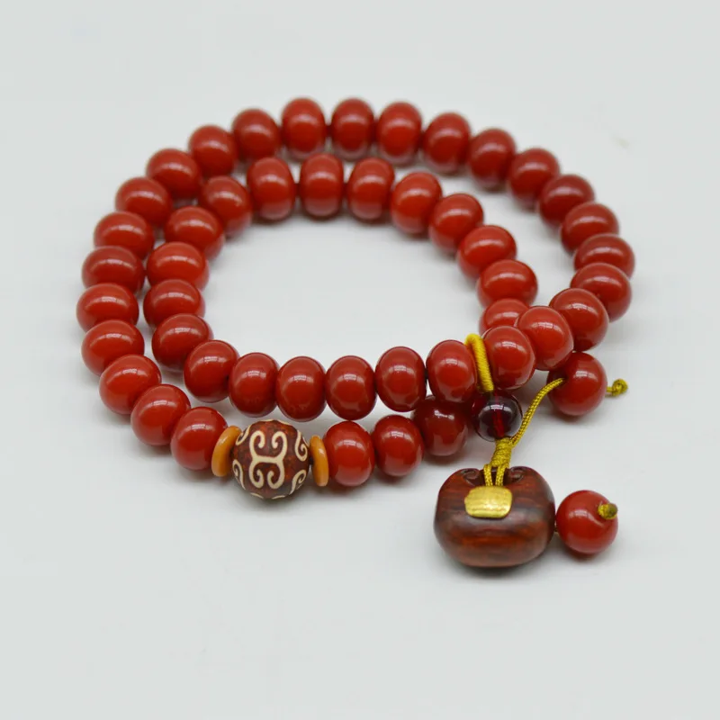 

South Red Cinnabar for Abacus Beads Bodhi Bracelet Rosewood Heart Sutra Jinwen Lucky Bag Accessories Double Circle Amusement Art