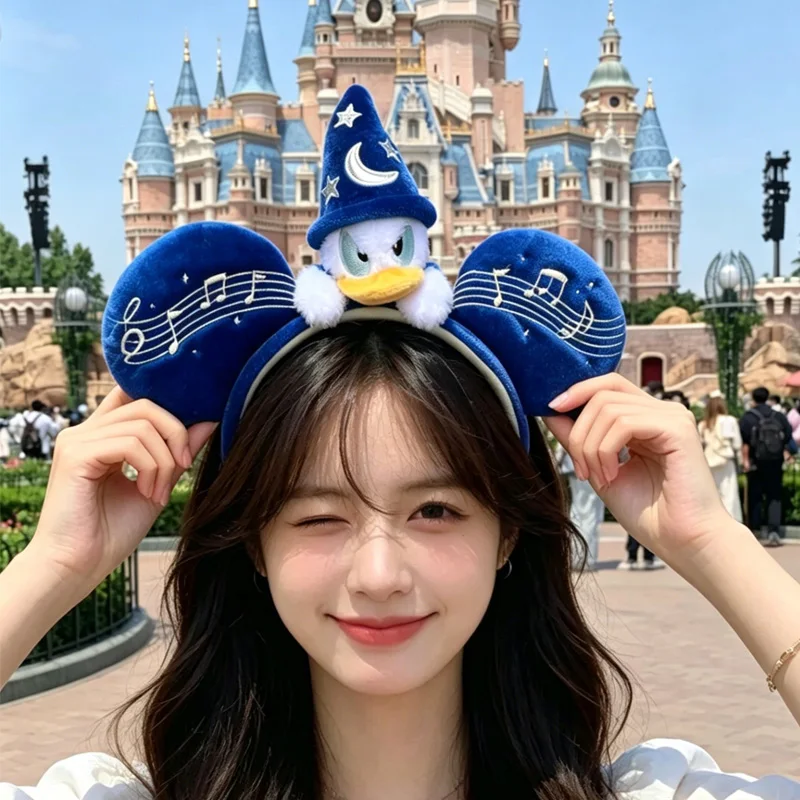 Disney Sorcerer Donald Duck Headband Blue Velvet Music Note Mickey Ears Hair Hoop Hong Kong Disneyland Exclusive Hair Accessory view 2