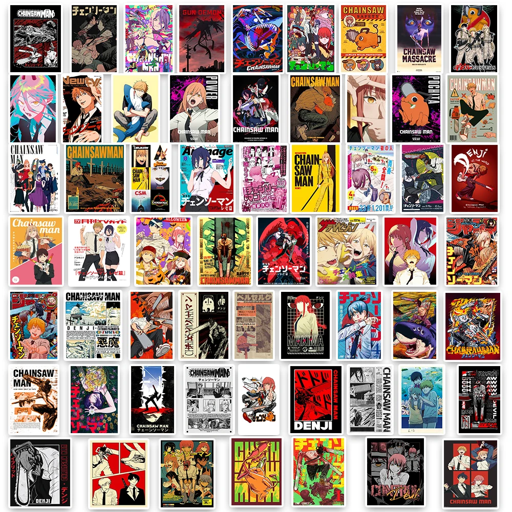 أنيمي 60 قطعة/المجموعة بالمنشار رجل ملصقات Denji Pochita Makima Reze الطاقة Diy بها بنفسك دفتر حقيبة ملصقات الزخرفية هدية عيد