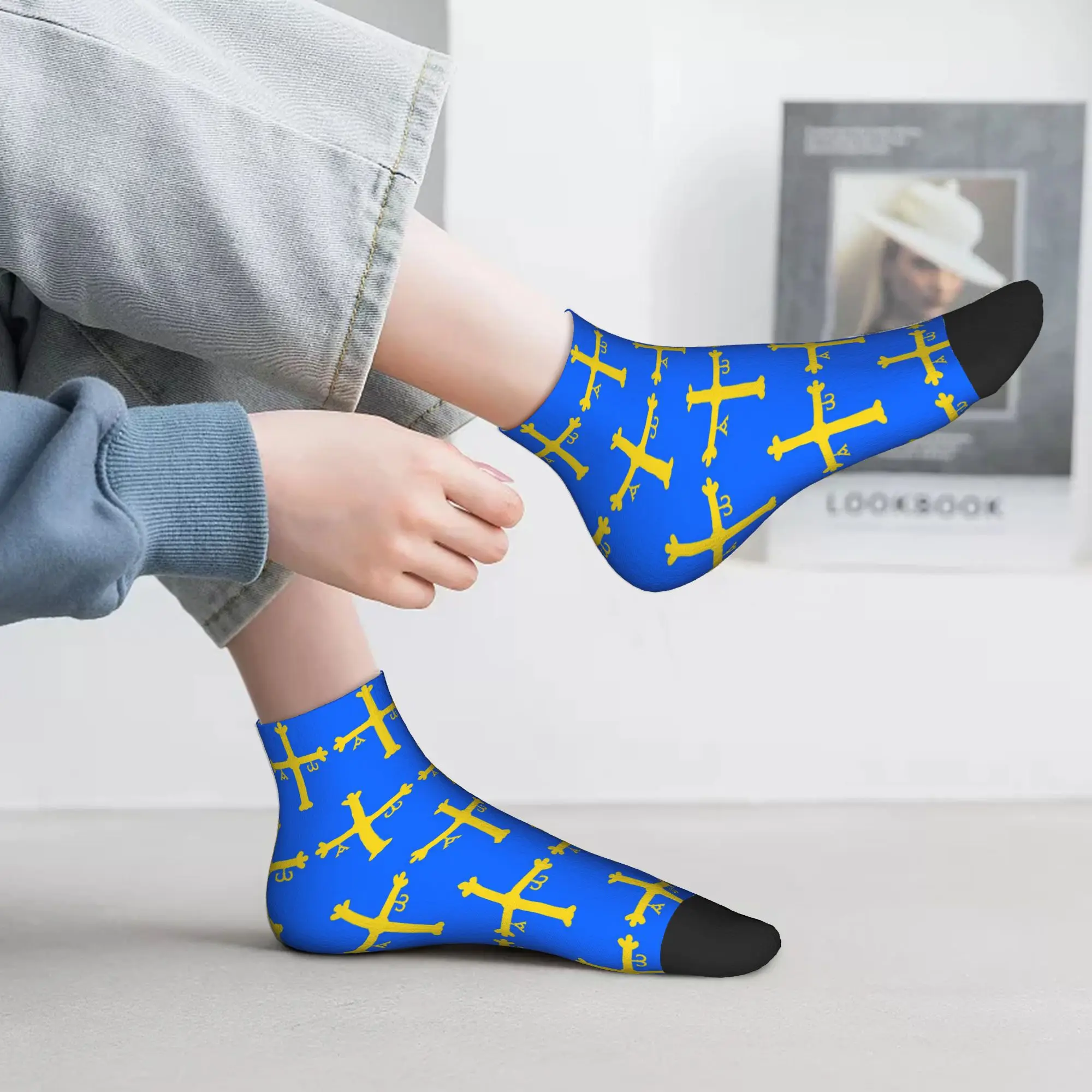 

All Seasons Asturias Flag Socks Harajuku Super Soft Crew Socks Hip Hop Stockings for Men Women Gifts