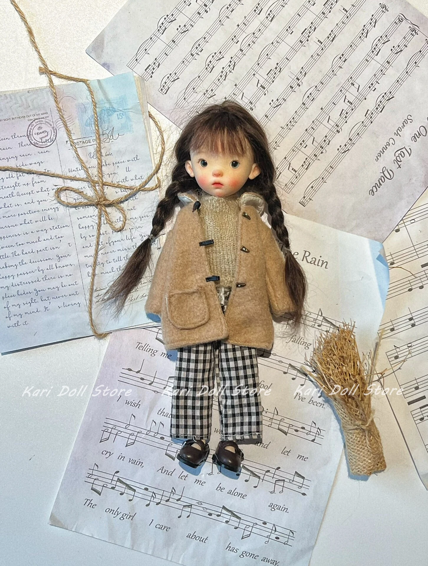 Kari Doll Clothes and skirts 2025 Stick needle sweater woolen coat simple literary doll set for Landazz Landoudou Doll