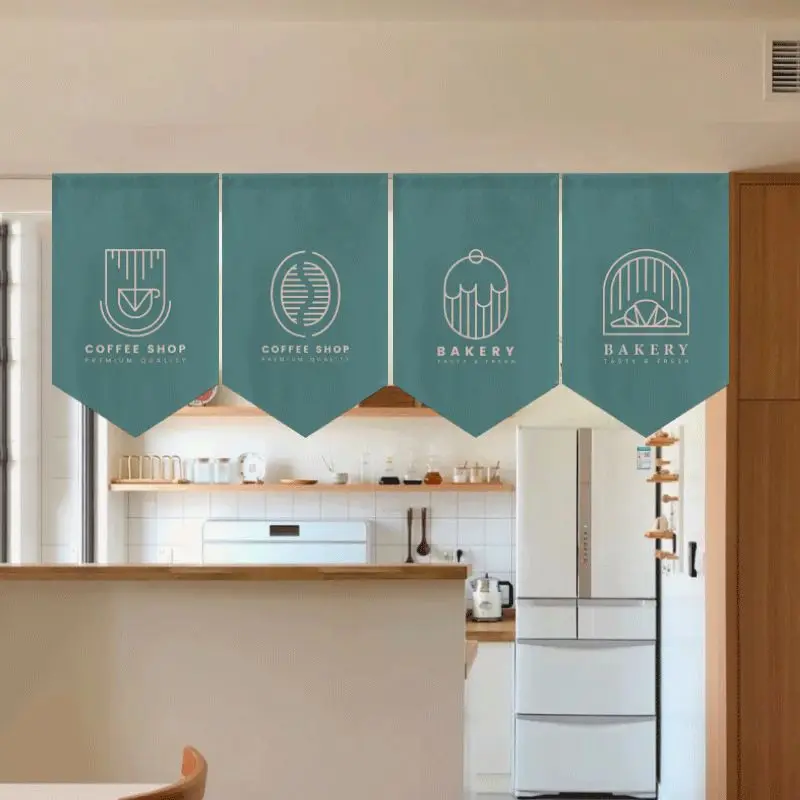Korean Ins Retro Color Wall Hanging Simple Print Door Window Curtain Coffee Shop Kitchen Home Room Wall Decor