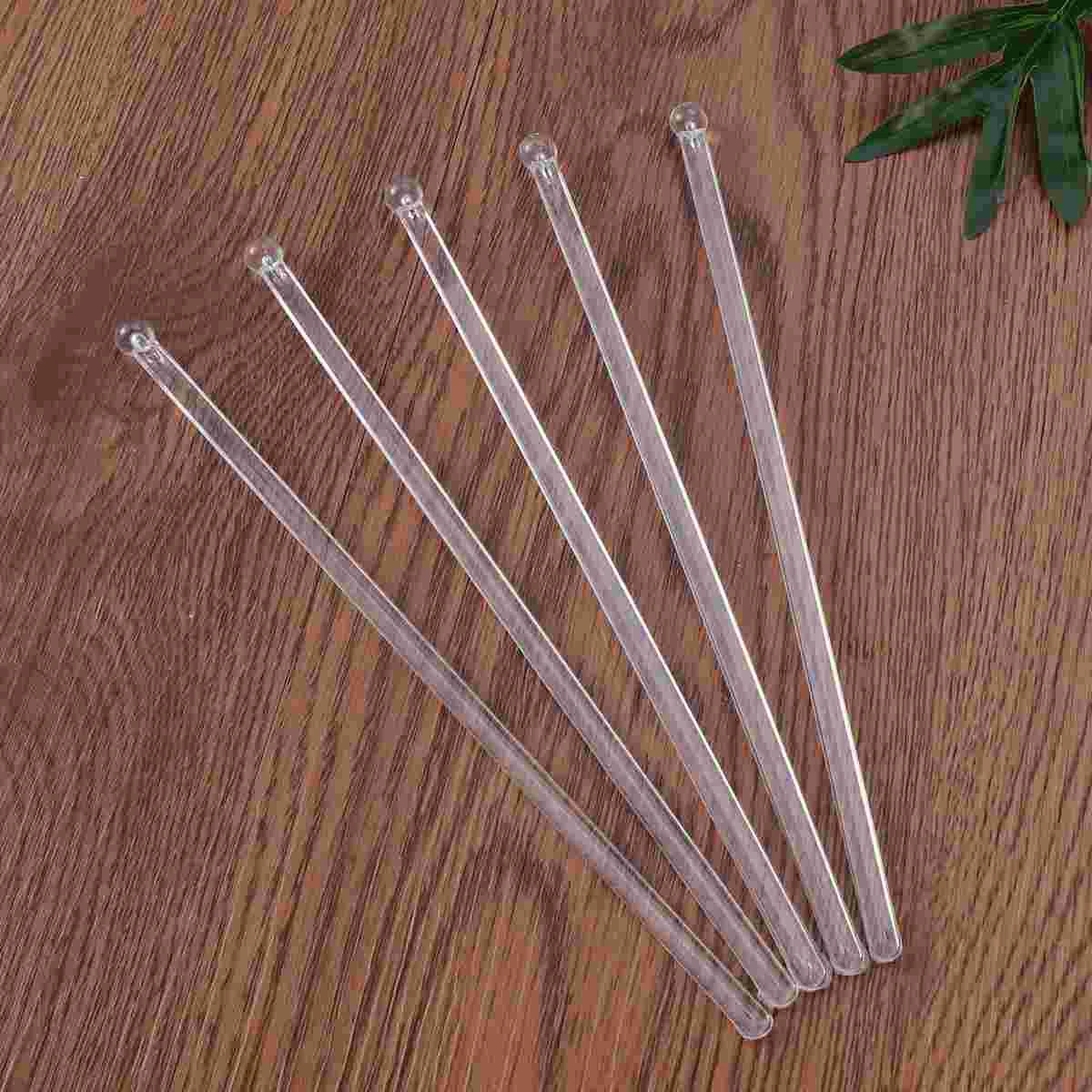 100 Uds. Barra de bebida de cóctel transparente Muddler cabeza redonda plástico agitar palos para mezclar cucharón agitador Swizzle Stick