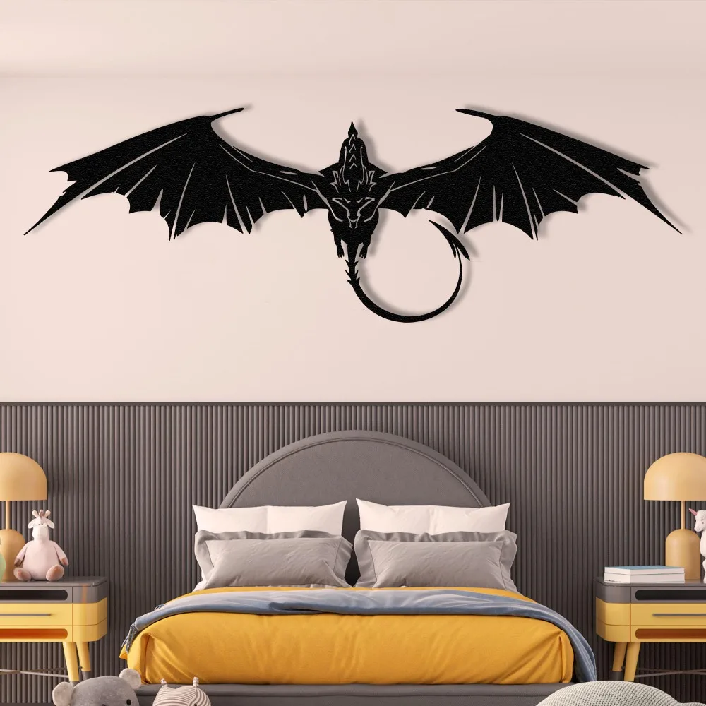 CIFBUY Iron Wall Art Dragon Metal Sculpture Rustproof Mythologic Fantasy Decor for Man Cave Indoor Outdoor Home Hanging Gift
