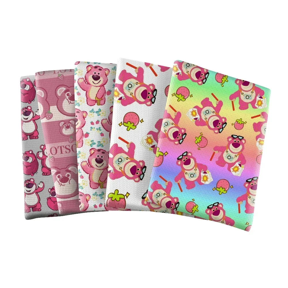 Toy Story Bear Lotso Disney Cartoon Design Printed Bullet Textured Fabric Patchwork Tissue Kids Textile