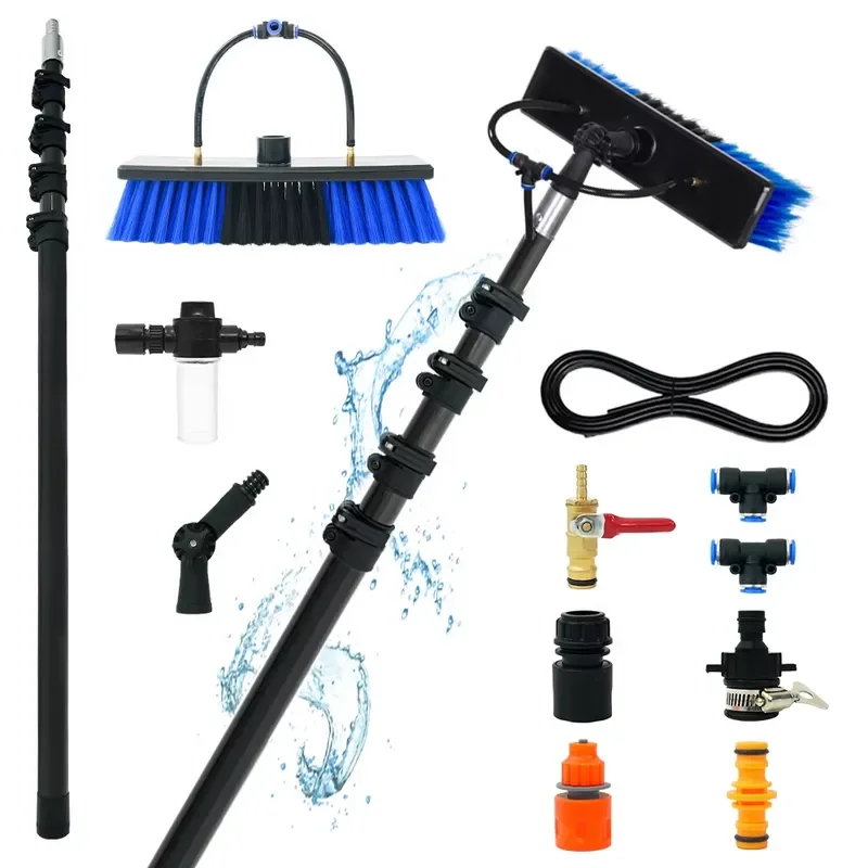 Carbon Fiber Retractable Hydro Rod Window Cleaning Tool Kit Solar Panel Cleaning Brush Cleaning Tool Kit