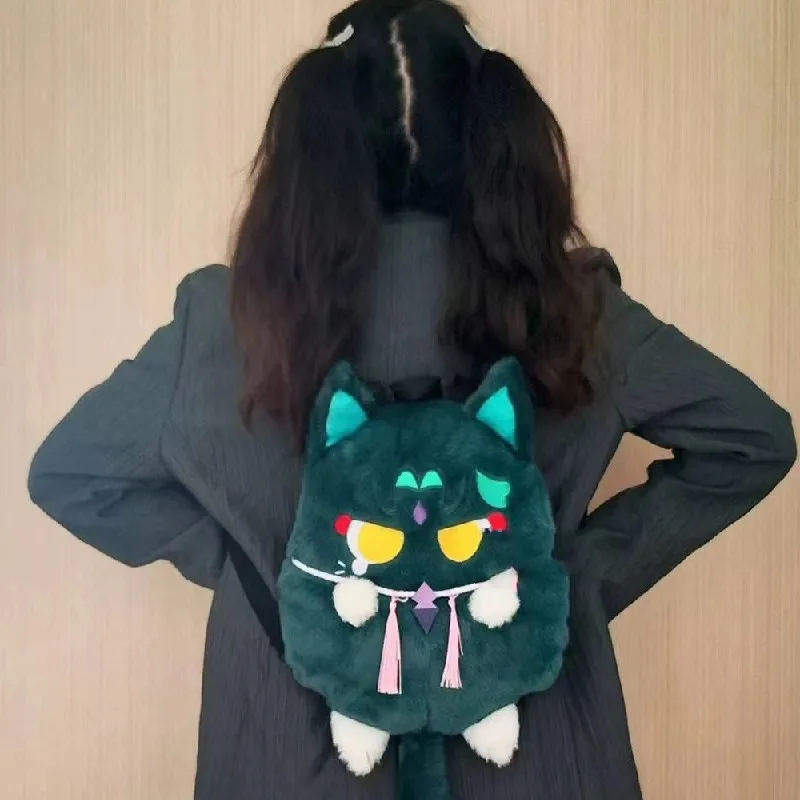 Gioco Anime Genshin Impact Wanderer muslimah Cat Xiao Cosplay peluche adorabile borsa per studenti con cerniera di grande capacità