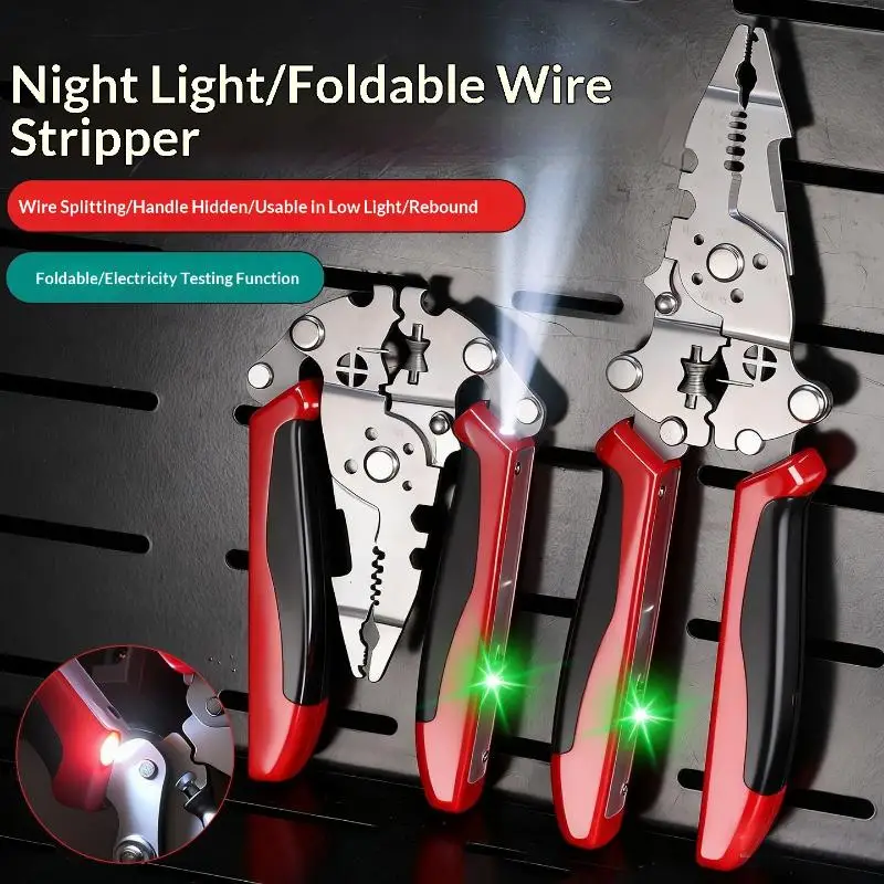 1Pcs Multifunctional Electrician Pliers Foldable Wire Stripping Pliers Crimping Tool Professional-Grade Electrician Tool