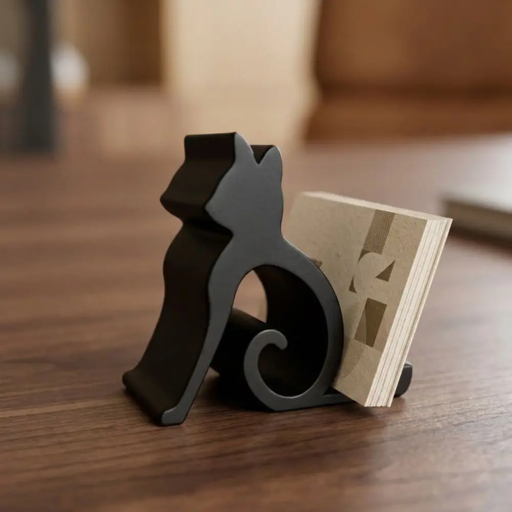 3D Printed Cute Kitten Phone Stand Cat Shaped Anti-slip Desk Card Display Rack Novelty Lovely Desktop Tablet Holder Bedside