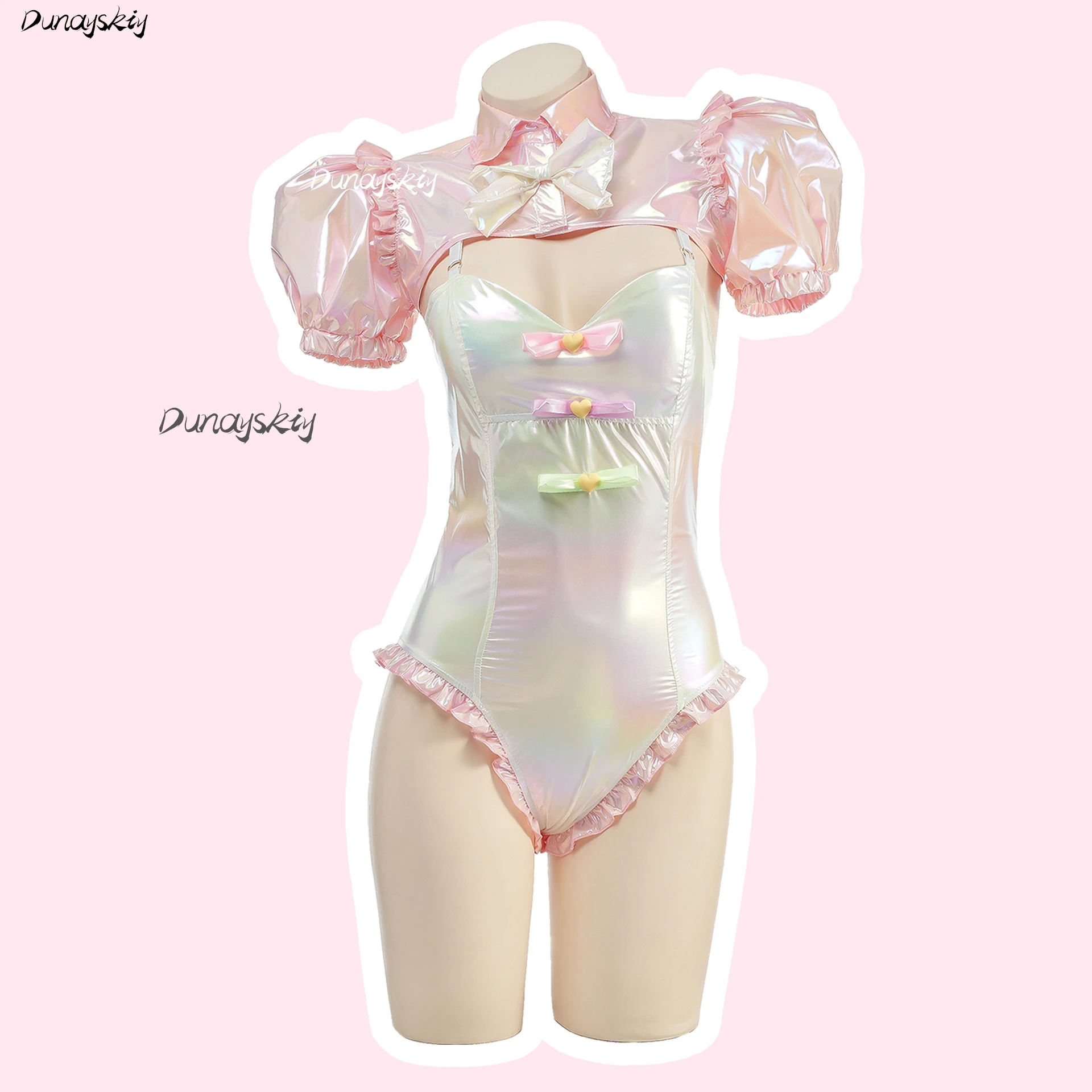 Pink & Blue Ribbon Wig + Gaming-Themed Outfit | Ideal for Anime Expo, Live Streamer Events Costumized Outfit