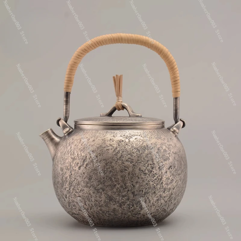 Japanese Handmade Sterling Silver Teapot 999 Pure Silver Kettle Traditional Silver Pot for Tea Brewing