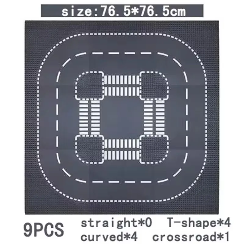 City Road Street Baseplate Straight Crossroad Curve T-Junction Building Blocks Base Plate 32*32 Compatible All Brands City