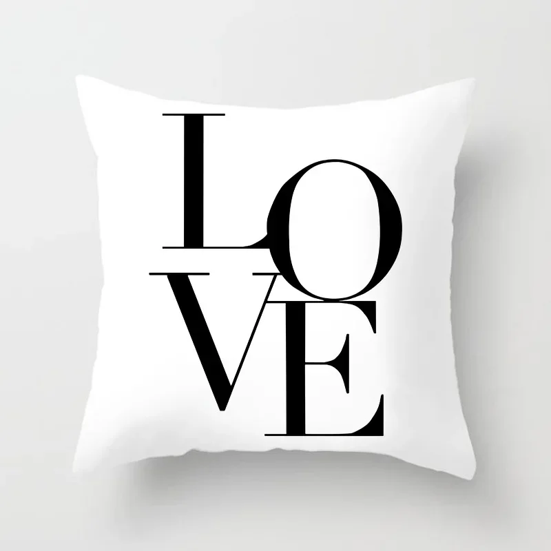 45X45CM New Style Black And White Geometric Portrait Pillowcase Home Sofa Office Cushion Pillow Cushion Cover Wholesale