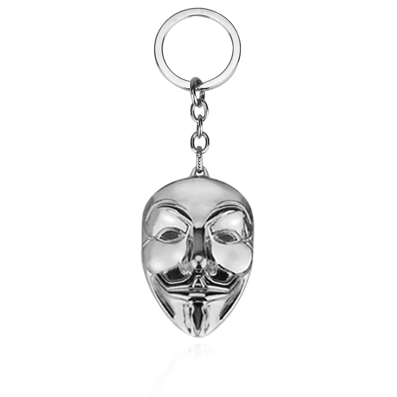 Moive Series Jewelry V For Vendetta Anonymous Mask Popular Hip Hop Hacker Pendant Alloy Keychain Unisex Causal Accessories