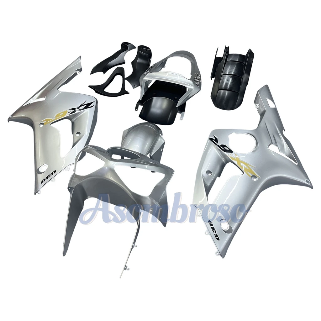 ABS Fairing kit For KAWASAKI 636 Ninja ZX6R 2004 ZX-6R 2004 ZX 6R 03 04 Replacement Motorcycle Cowl set Metallic Silver