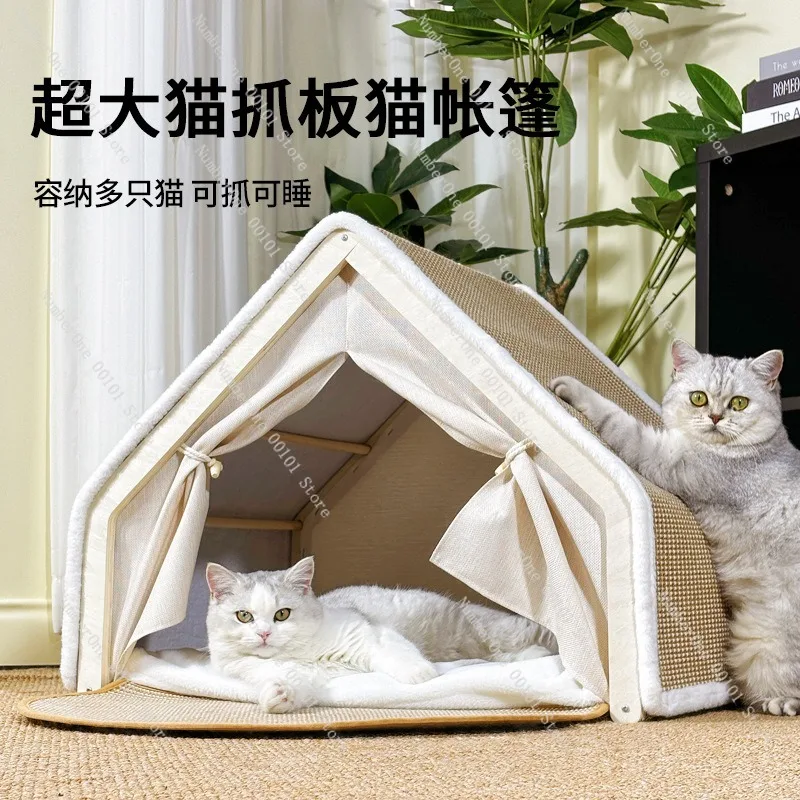 Cat House Four Seasons Universal Cat Bed Villa Two Layer Three Layer Round Nest Shell Semi Enclosed Pet House Sisal Scratching