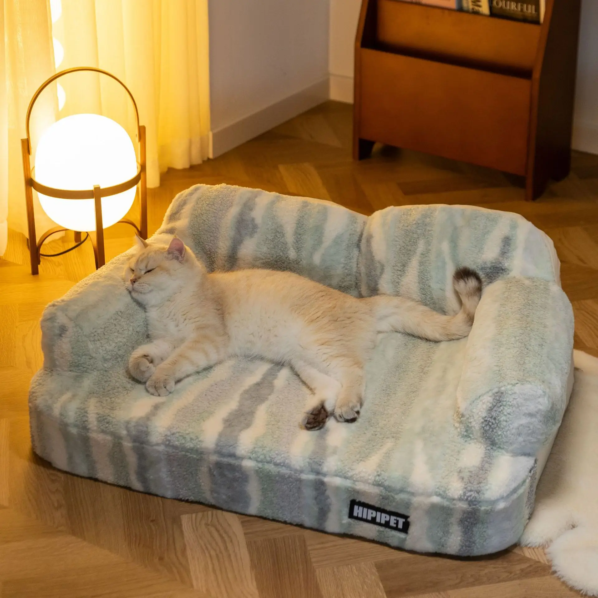 

Warm Detachable Waable Pet Bed Sofa Couch Stripe Latex Cuion Pillow Ne Protection Dog Pad Mat Winter Use Universal