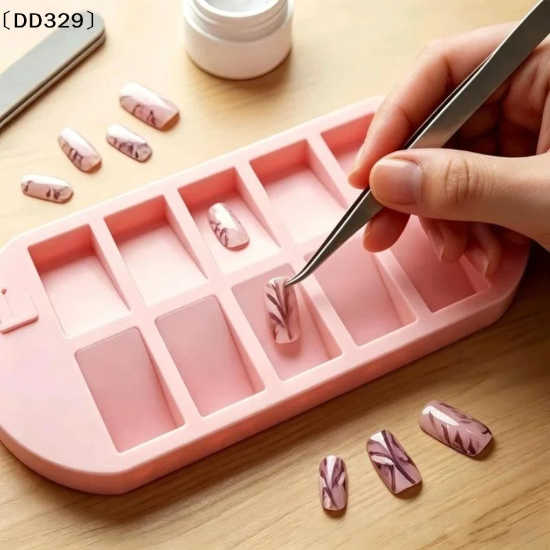 1Pcs False Nail Display Organizer 10-Grids Nail Tip Storage Tray With L/R Mark Reusable Nail Art Storage Plate 〔DD329〕