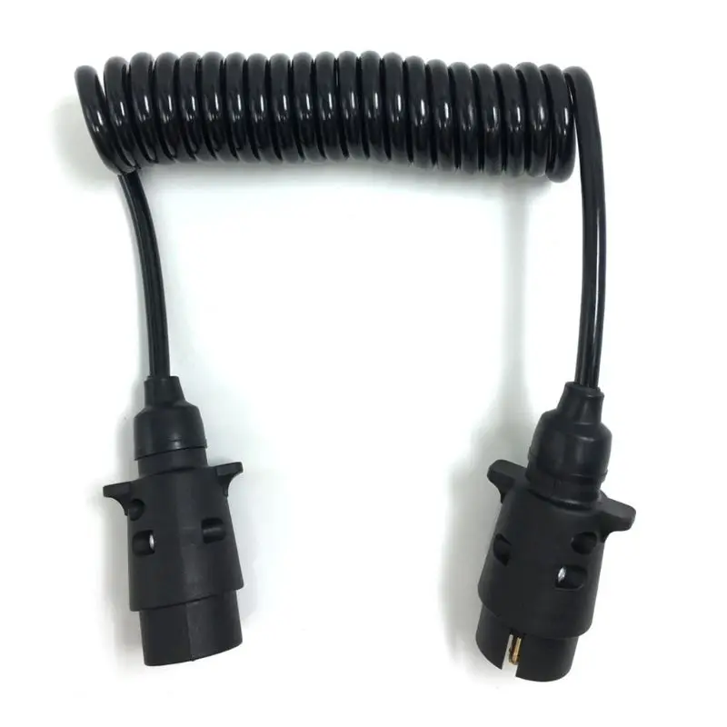 Stretchable Coiled Cable Connector for Trailers 7Way Trailer Extension Cord Heavy Duty 7 Way Trailer Wire H9EE