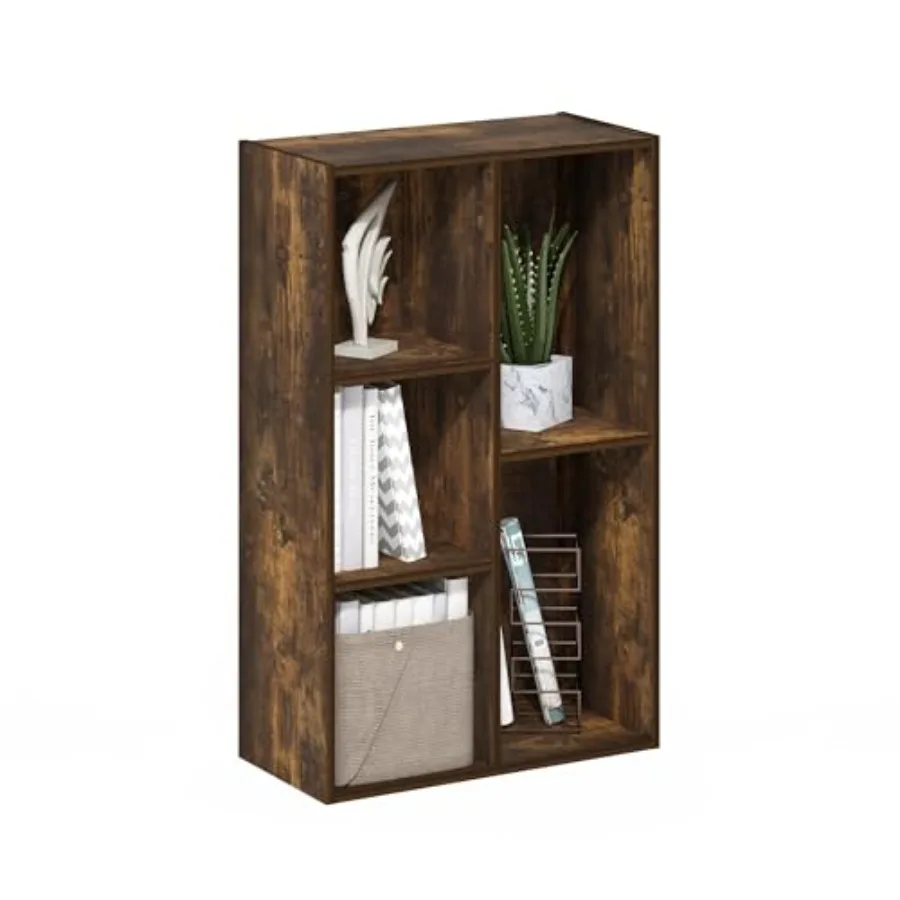 

Furinno LUDER Book Shelf 5-Cube Bookshelf Reversible Bookcase 9.4 x 19.5 x 31.5 for Living Room Bedroom Home Office Amber Pine