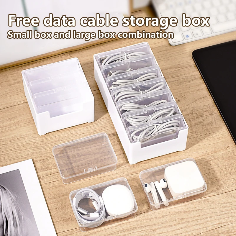 Multifunctional Desktop Wire Organizer Box Separated Grid Design Cable Storage Case For Phone Chargers Usb Cables Small Sundries