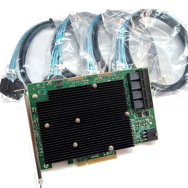 LSI 9300-16i 16포트 LSI00447 12GB/s 호스트 버스 어댑터 03-25600-01B+SFF-8643 케이블