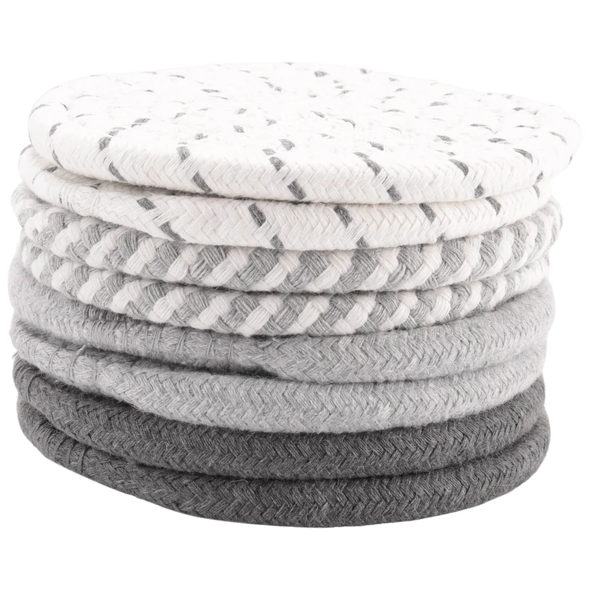 8 Pcs Drink Coasters with Holder, 4 Colors Absorbent Coasters for Drinks, Cotton Woven Coaster Set for Home Decor B image 5