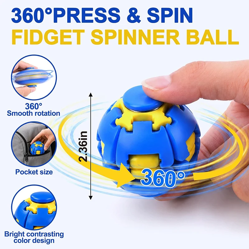 3D Printing Fingertip Rotating Ball Stress Relieving Ball Pressing Rotating Fingertip Gyroscope Portable Sensory Fun Fidget Toys